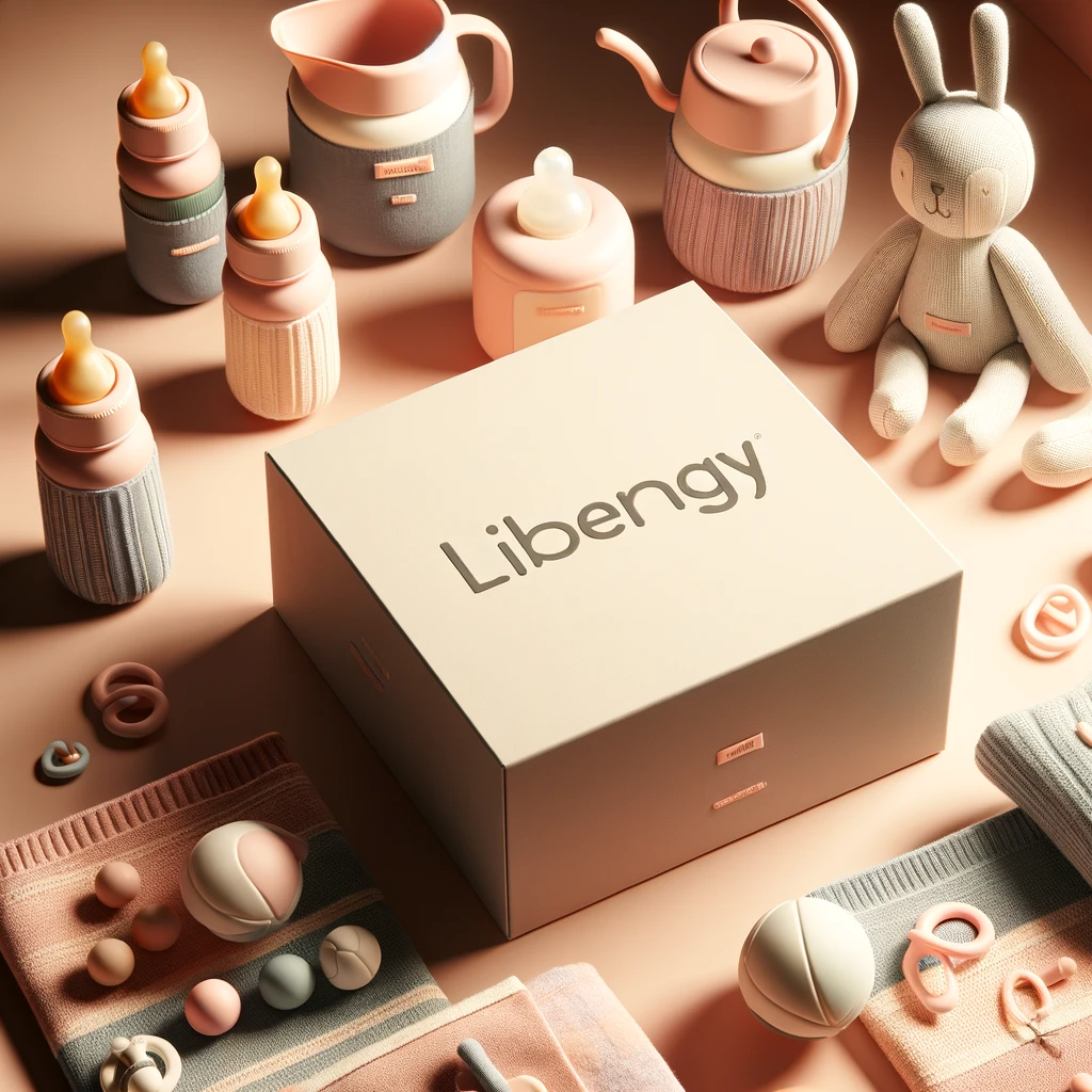 DALL·E 2024-01-25 15.36.00 - Create an image of baby toys with the text 'Libengy', inspired by the aesthetics of the last generated image. The image should showcase an elegant and