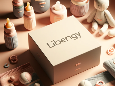 DALL·E 2024-01-25 15.36.00 - Create an image of baby toys with the text 'Libengy', inspired by the aesthetics of the last generated image. The image should showcase an elegant and