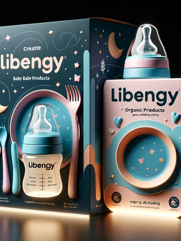 DALL·E 2024-01-28 01.56.04 - Create two more detailed images of the packaging for baby feeding products, including bottles, plates, and cutlery, all clearly marked with the text '